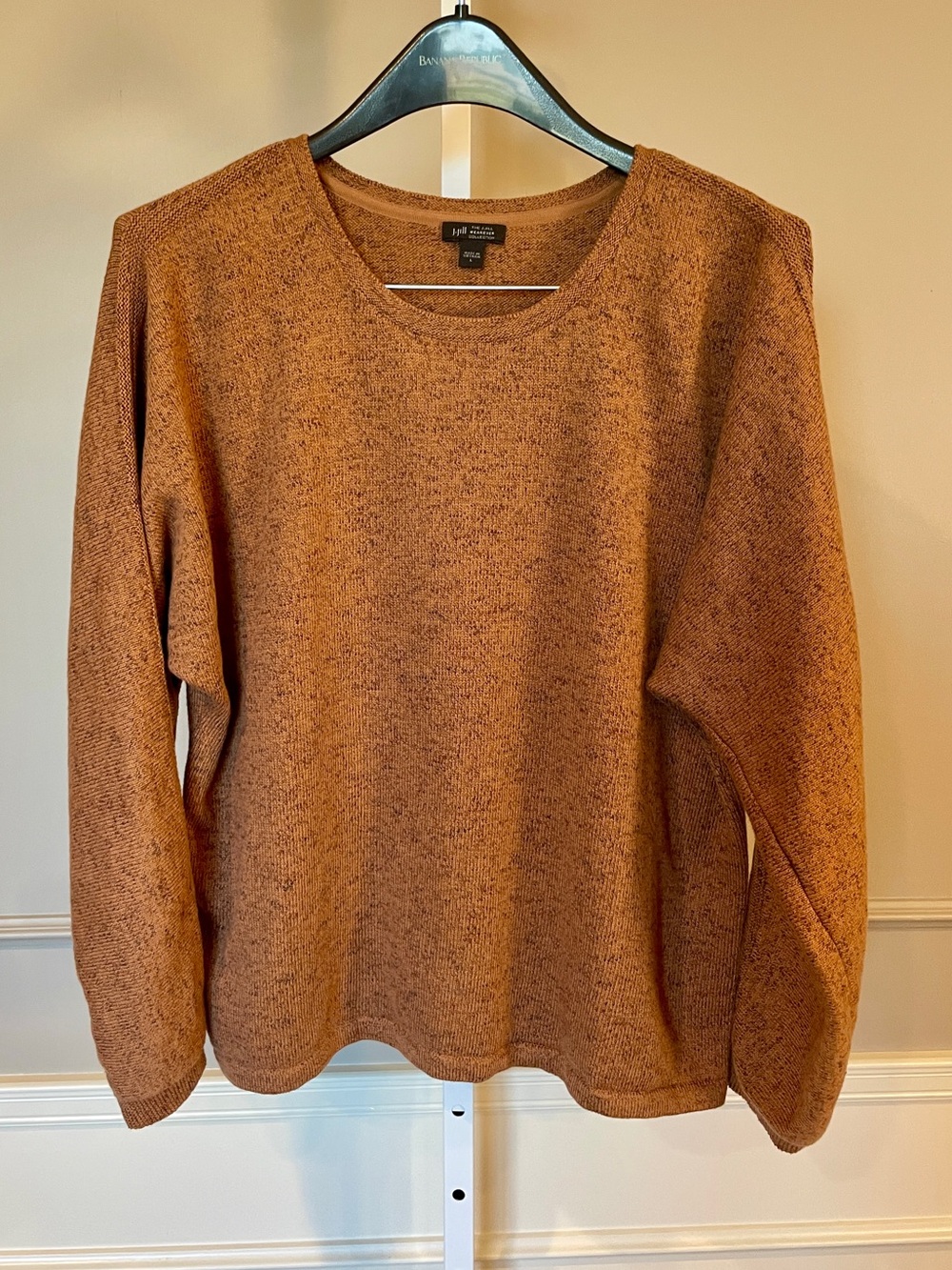 J. Jill Sweater Large Wearever Camel Tan Crew Neck Marled Lightweight Casual